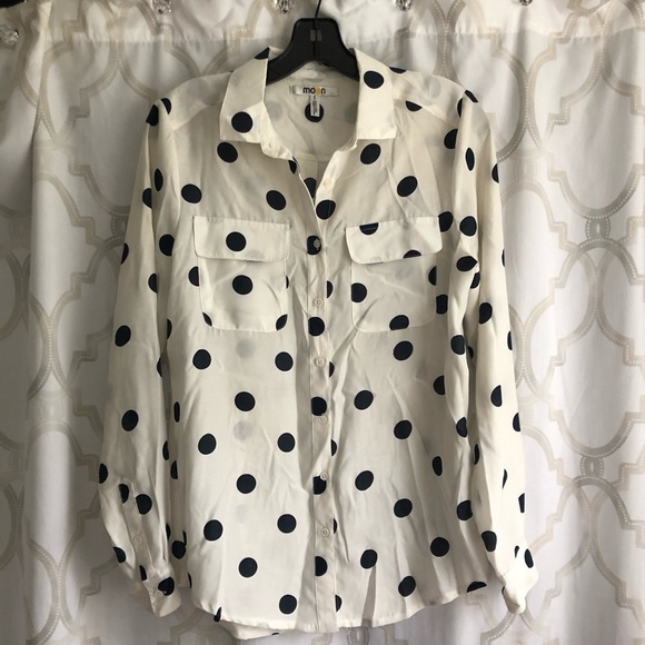 Silky Polka Dot Button Up - Picture 1 of 4